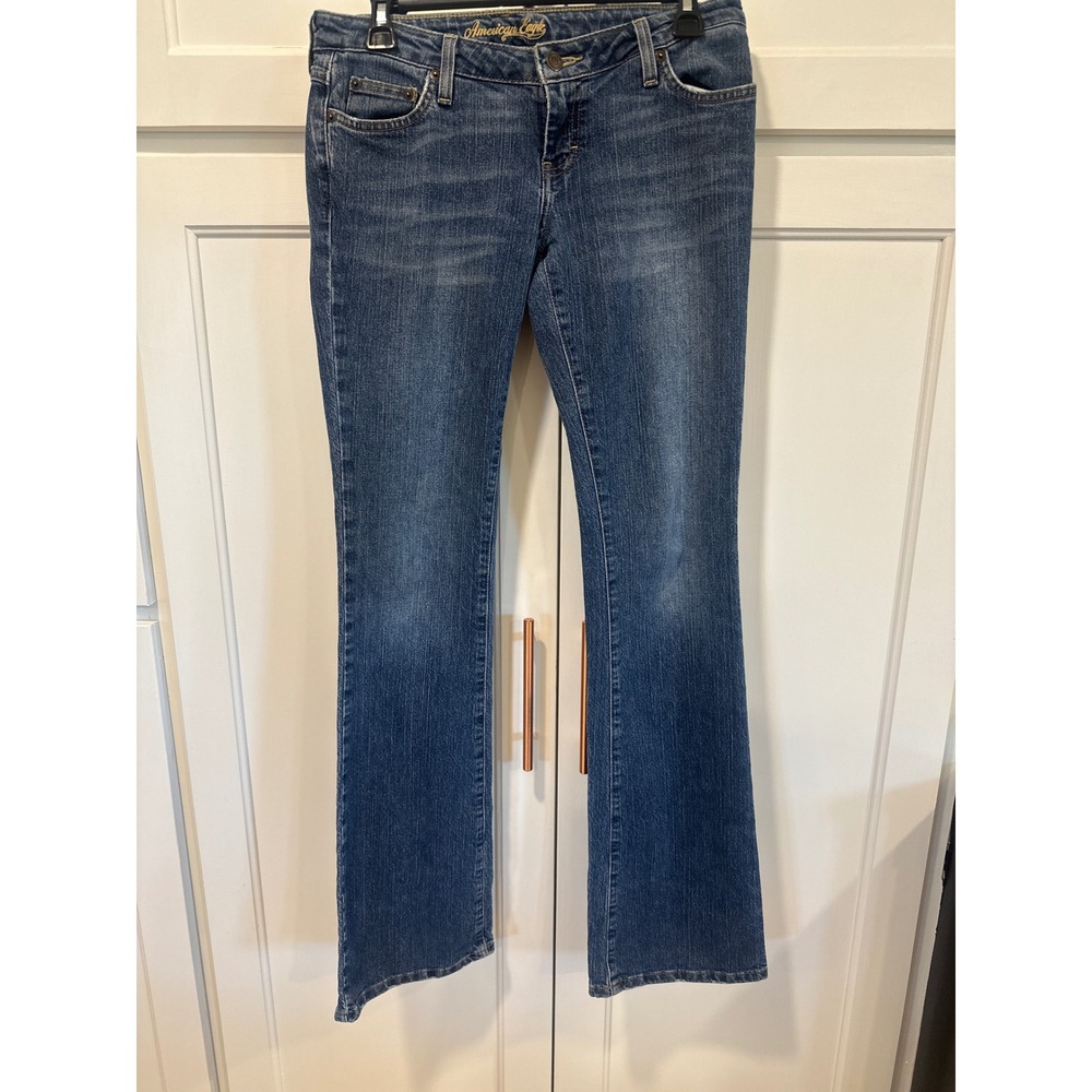 American Eagle Outfitters Womens skinny Flare Leg Jeans Medium Wash 4 Long denim